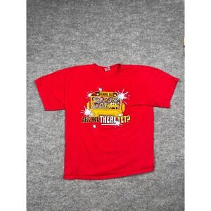 Modern Process Are We There Yet School Bus Graphic T-Shirt Red XL Y2K